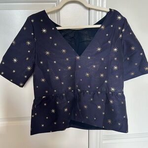 Sezane navy blue peplum top, can be worn with v-neck or not. EU 36, fits big